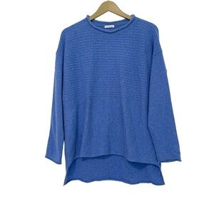 Mario Romano Blue Cashmere High Low Sweater